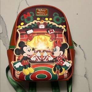 Loungefly mickey & Minnie Mouse hot cocoa fireplace mini backpack Authentic